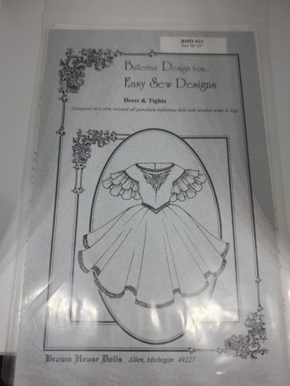 Brown House Doll Clothes Pattern Size 20-21" Dress And Tights Ballerina 423